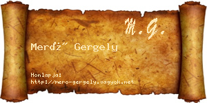 Merő Gergely névjegykártya